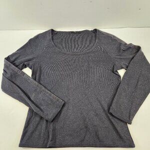 Hugo Boss Scoop Neck Bodycon Shirt Charcoal Gray Size Large Y2K